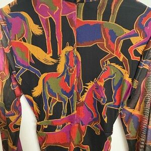 FARM Rio Multicolor Horse Print Midi bodycon Dress size S